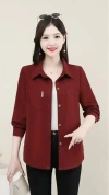 New arrivals for Spring/Autumn 2025 women's wear: A trendy purple-red long-sleeved top for middle-aged fashion, available in sizes from XL to 5XL Application Scenario